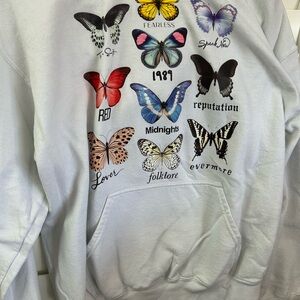Taylor Swift The Eras Tour,White Hoodie with Colorful Butterfly Graphics
